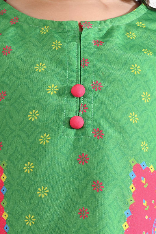 Girls Poly Net Casual Top Dill Dill Pakistan Ind-GREEN