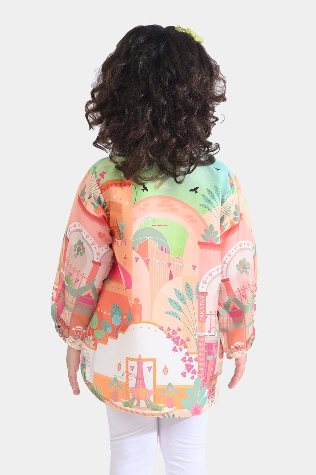 Girls Poly Net Casual Top Azadi Story Ind-Multi