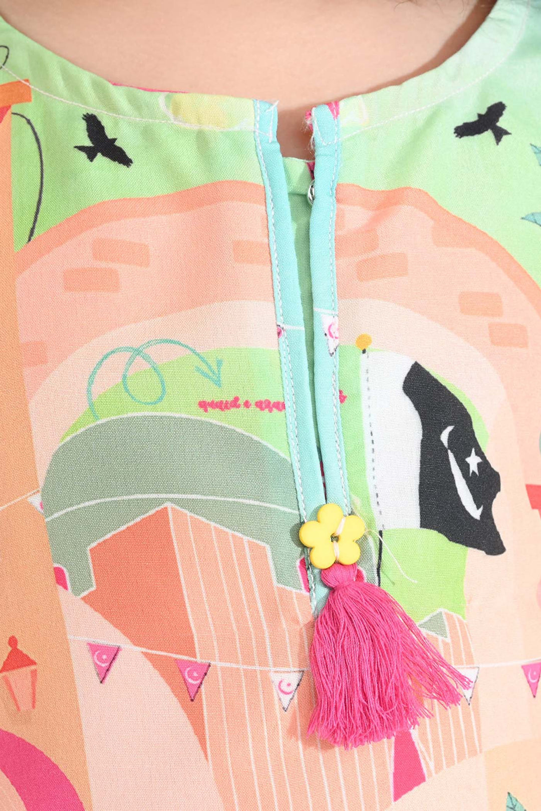 Girls Poly Net Casual Top Azadi Story Ind-Multi