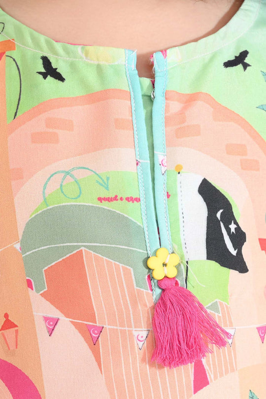 Girls Poly Net Casual Top Azadi Story Ind-Multi