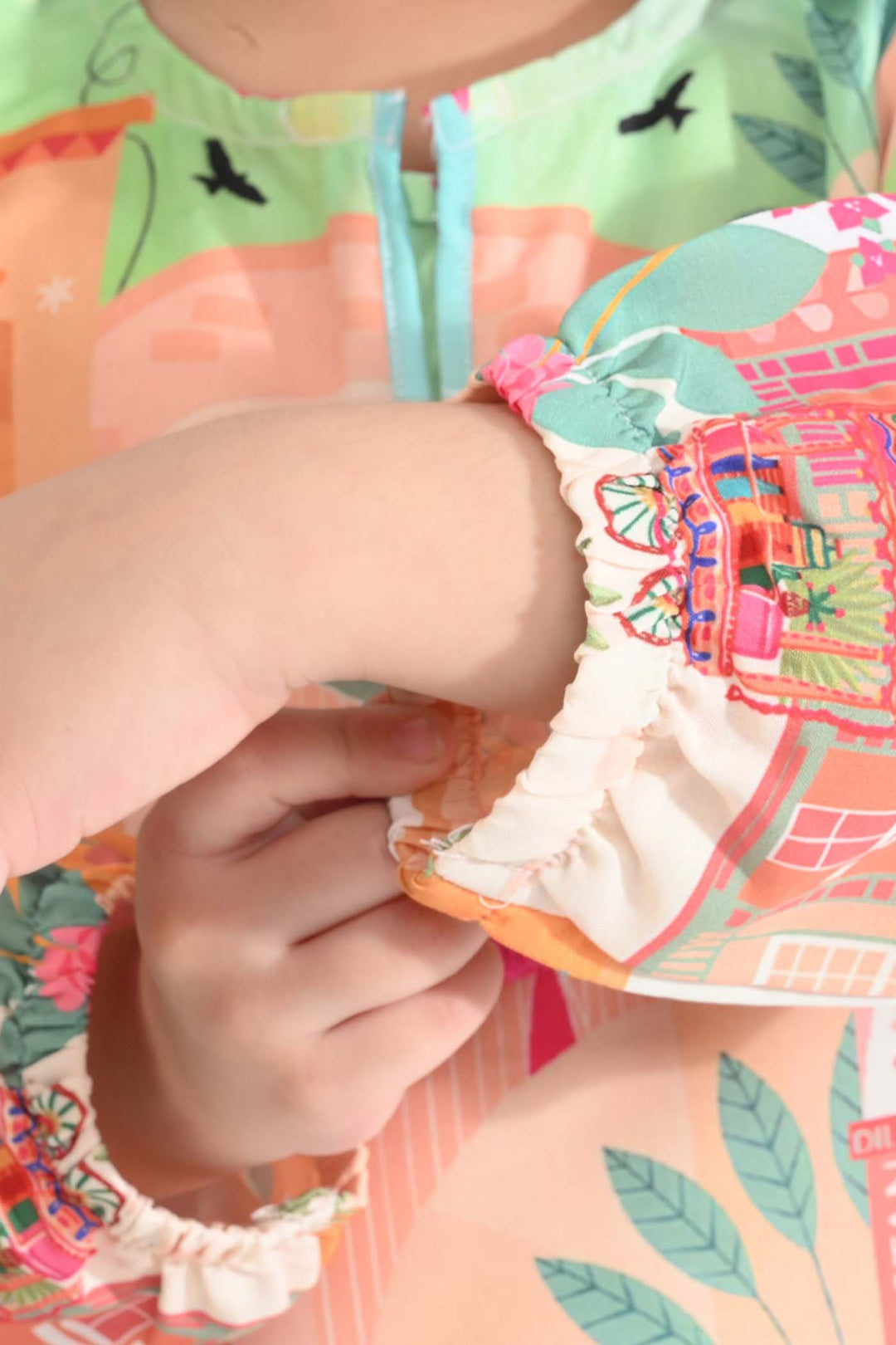 Girls Poly Net Casual Top Azadi Story Ind-Multi