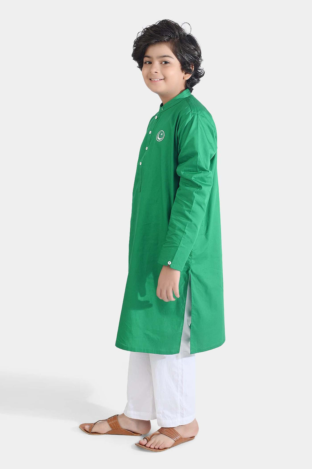 Boys Cotton Poplin Kurta (Basic Funk)-GREEN