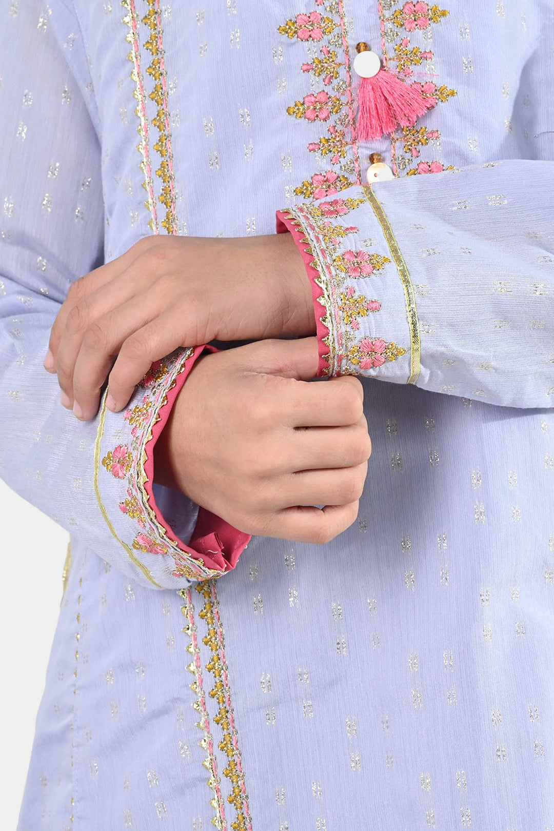 Girls Jacquard 3 Piece Suit (Mahay Rang) - Lilac