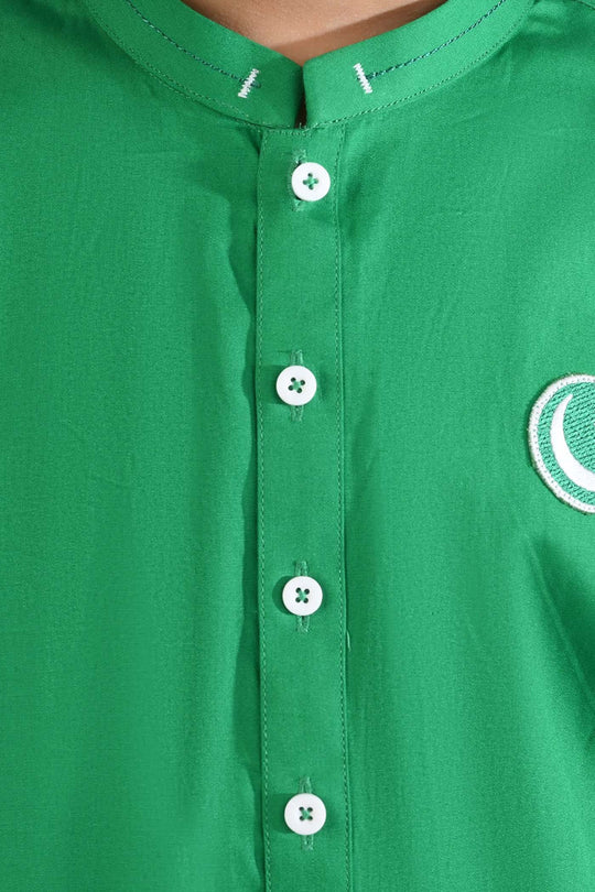 Boys Cotton Poplin Kurta (Basic Funk)-GREEN