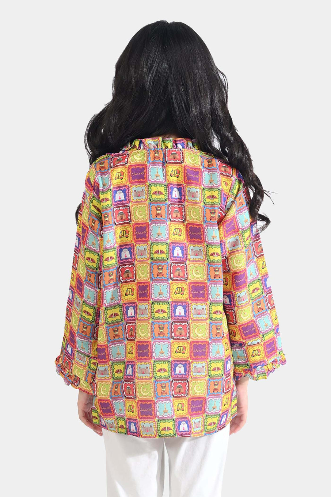 Girls Poly Net Casual Top Ticket Ind-Multi