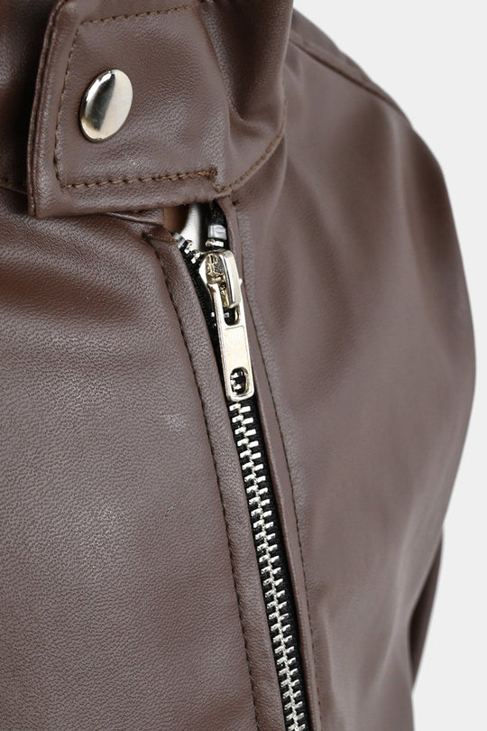 Boys PU Jacket Basic Brown