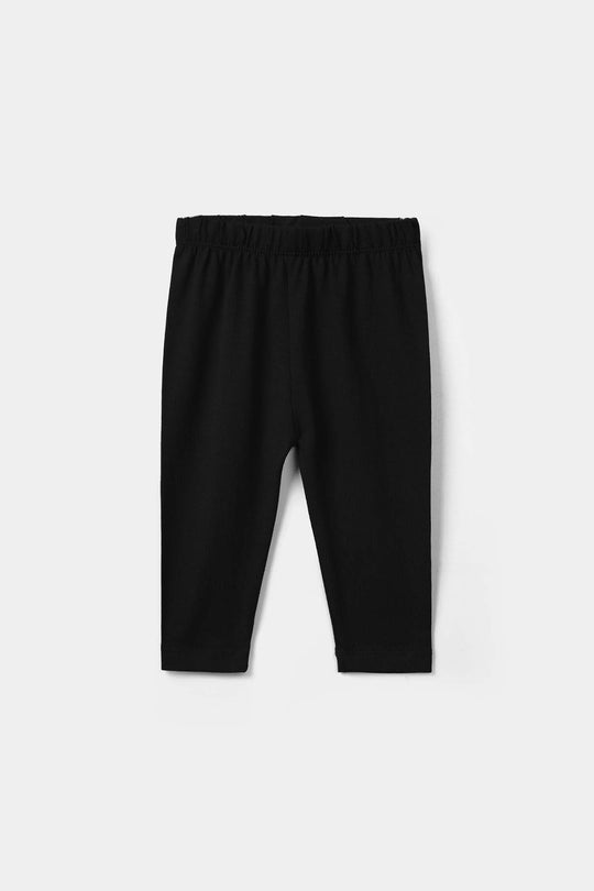 Infant Girls Jersey/Terry Basic Tights - Black