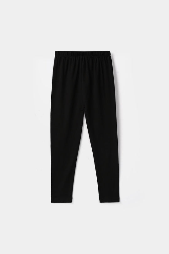 Girls Jersey/Terry Basic Tights - Black