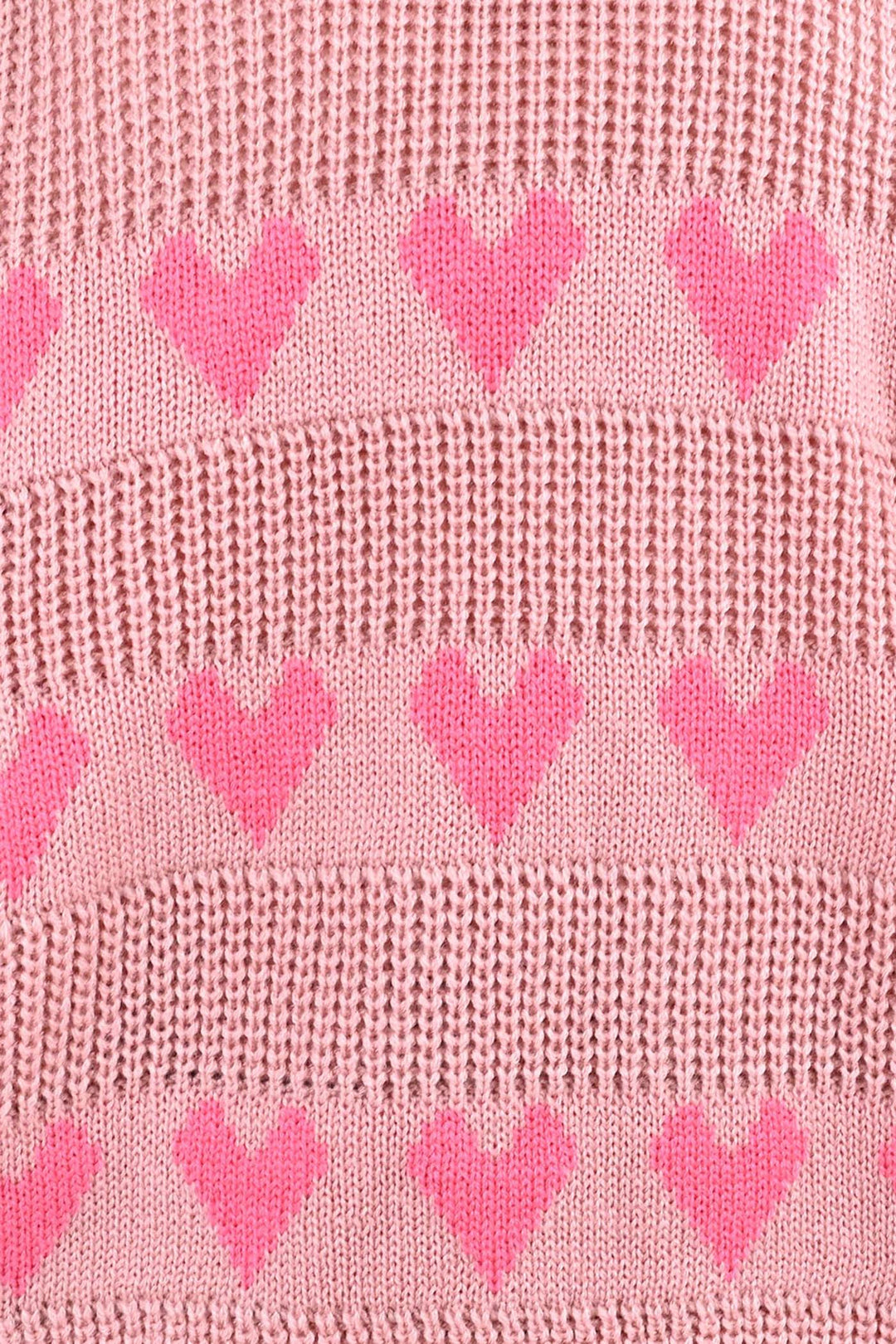 Girls Acrylic F/S  Sweater All Hearts-Pink