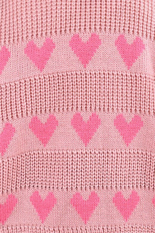 Girls Acrylic F/S  Sweater All Hearts-Pink