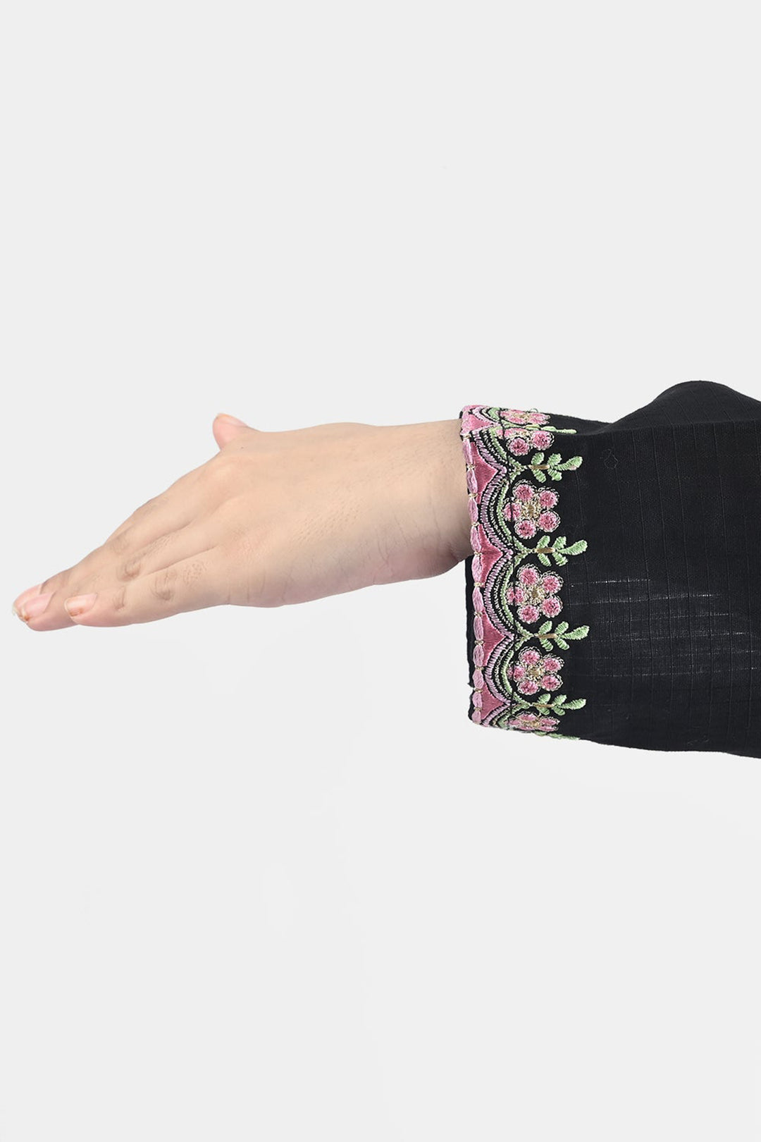 Girls Cotton Emb Kurti Saweyra-BLACK