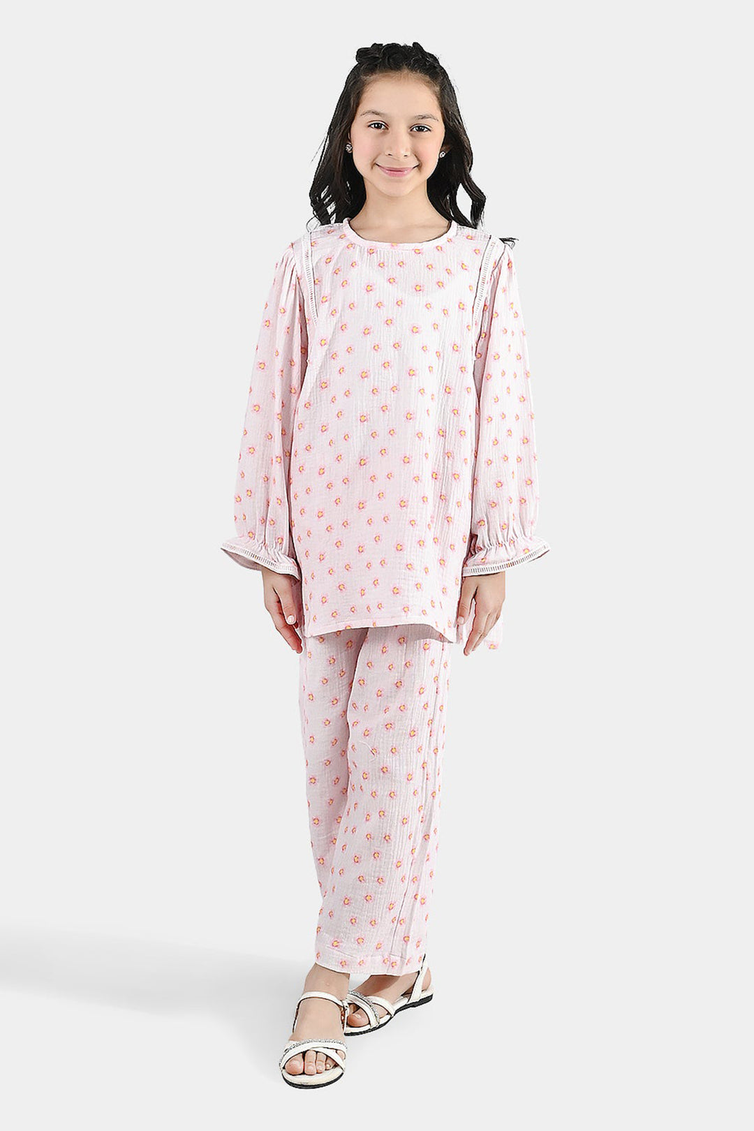 Girls Gauze Co-Ord Set (Orchid) - Baby Pink