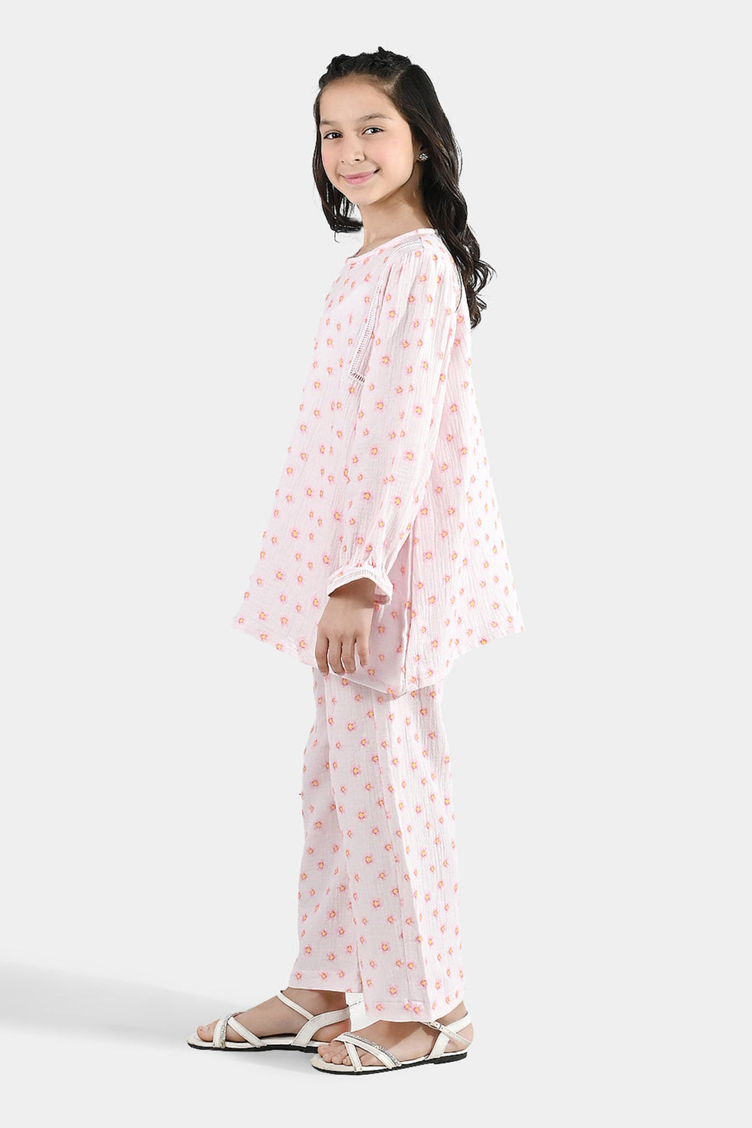 Girls Gauze Co-Ord Set (Orchid) - Baby Pink