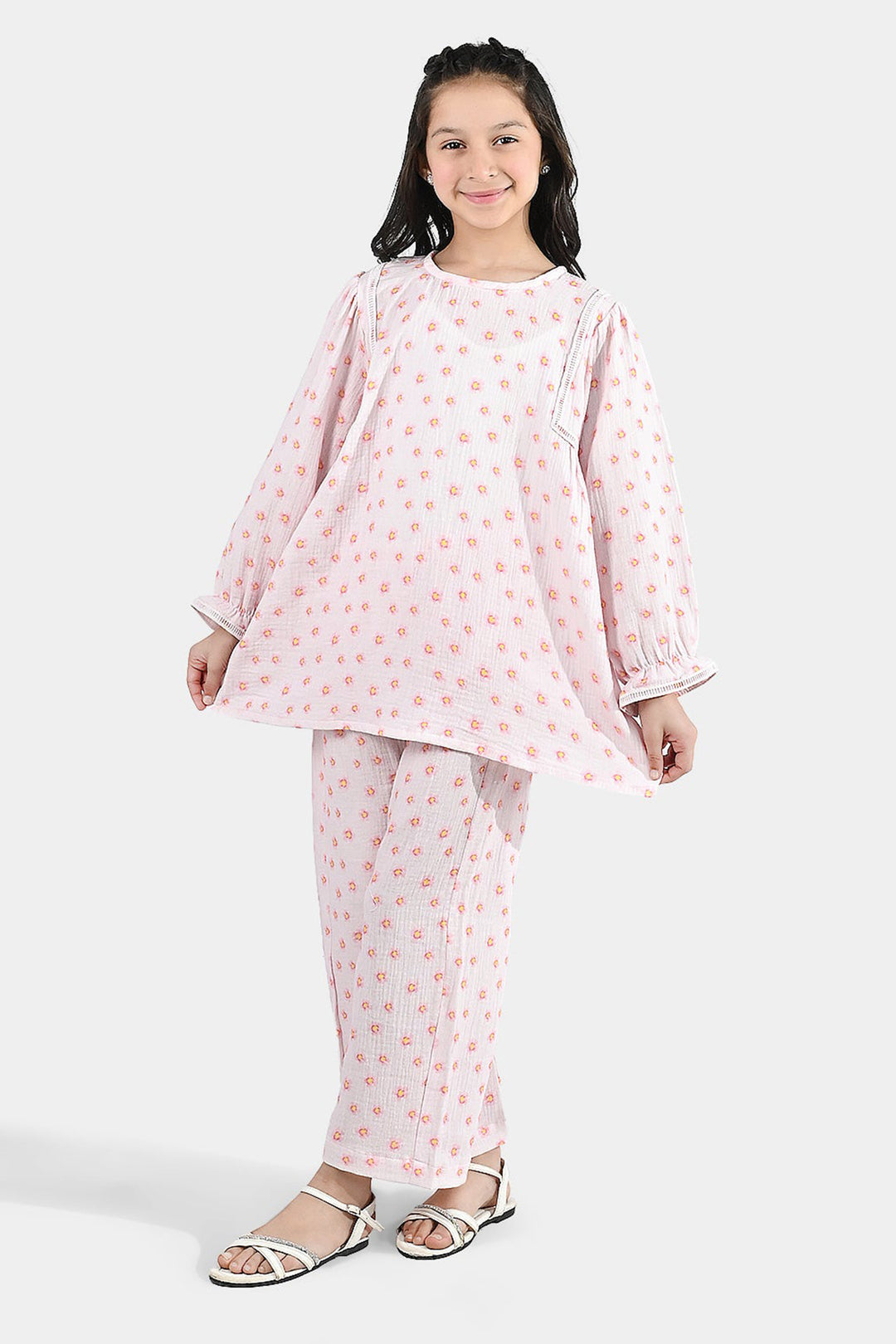 Girls Gauze Co-Ord Set (Orchid) - Baby Pink
