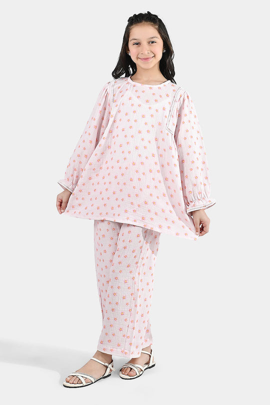 Girls Gauze Co-Ord Set (Orchid) - Baby Pink