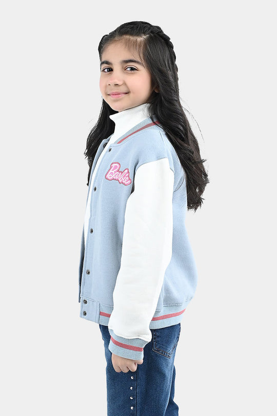 Girls Fleece Bomber Jacket Character-Blue.Fog