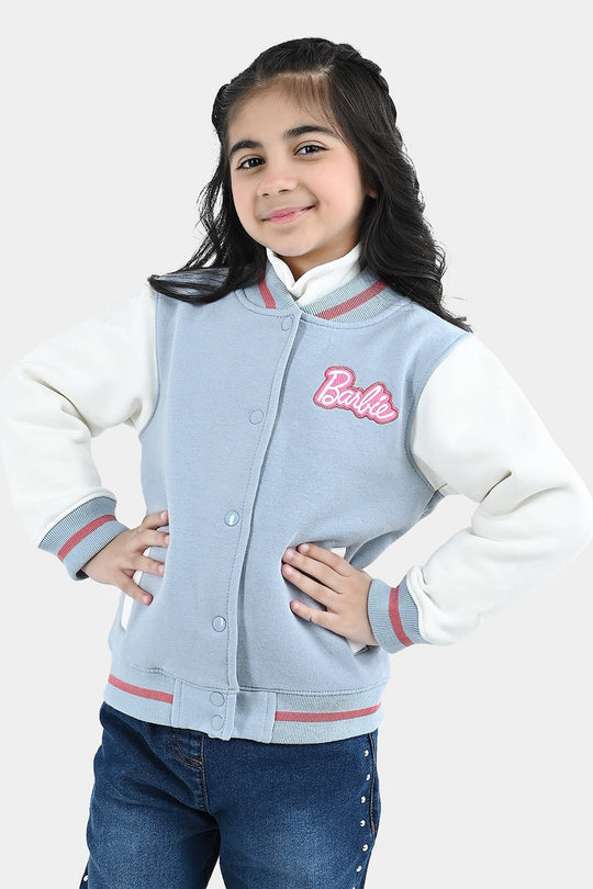 Girls Fleece Bomber Jacket Character-Blue.Fog