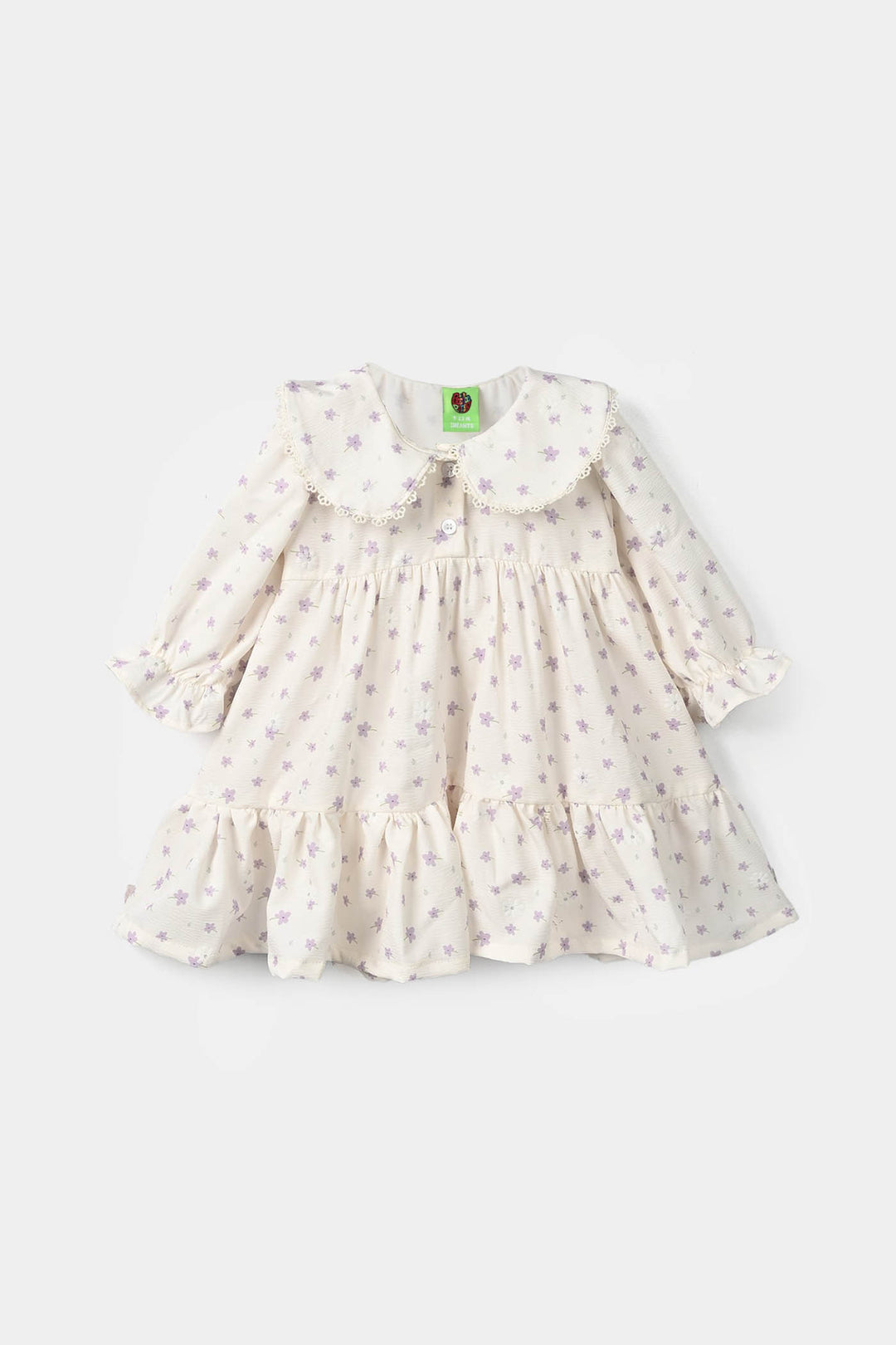 Girls Polyester Casual Frock Glitter Dots-WHITE