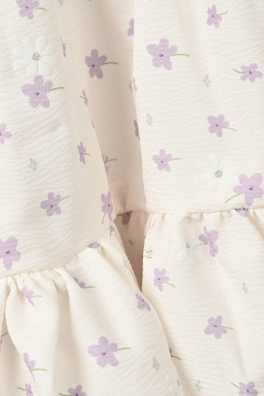 Girls Polyester Casual Frock Glitter Dots-WHITE