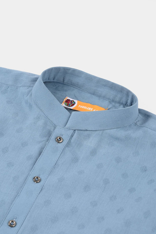 Boys Cotton Jacquard Kurta - Grey