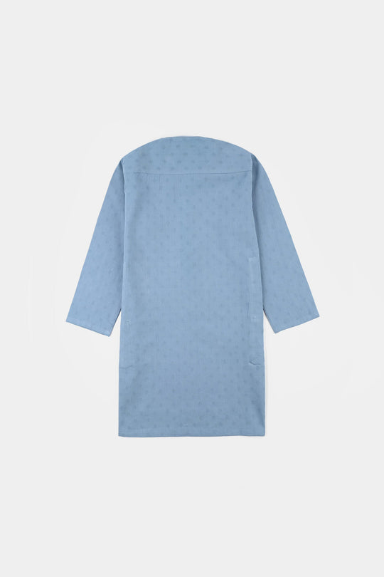 Boys Cotton Jacquard Kurta - Grey