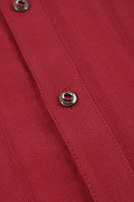 Boys Cotton Jacquard Kurta - Maroon