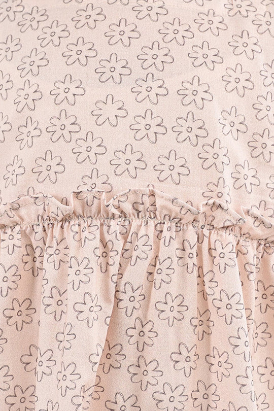 Girls Cotton Dress Tiny Flower-LT.Peach