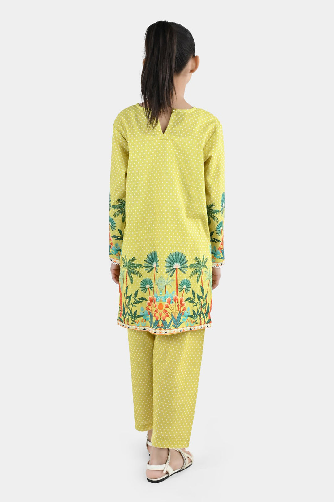 Girls Cotton Slub 2Pcs Tropical-Yellow