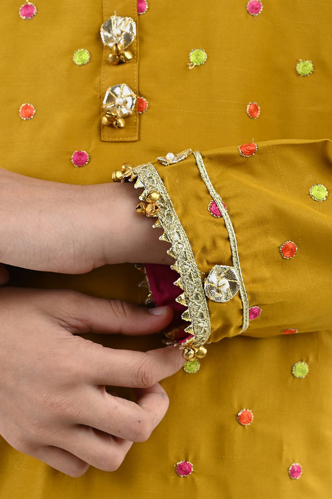 Girls Raw Silk 3Pcs Desi Diva-Lt.Mustard