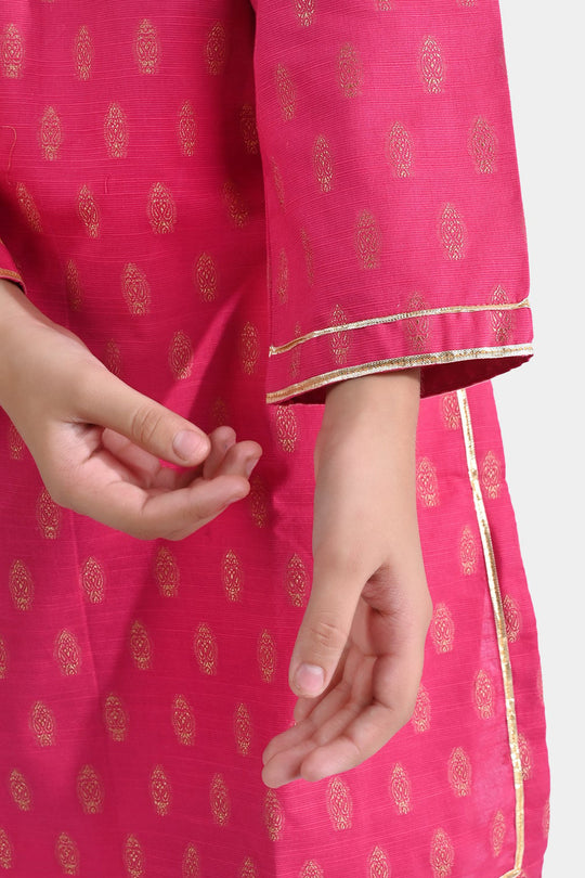 Girls Jacquard 2PC Suit Gota Pati-Paradise Pink
