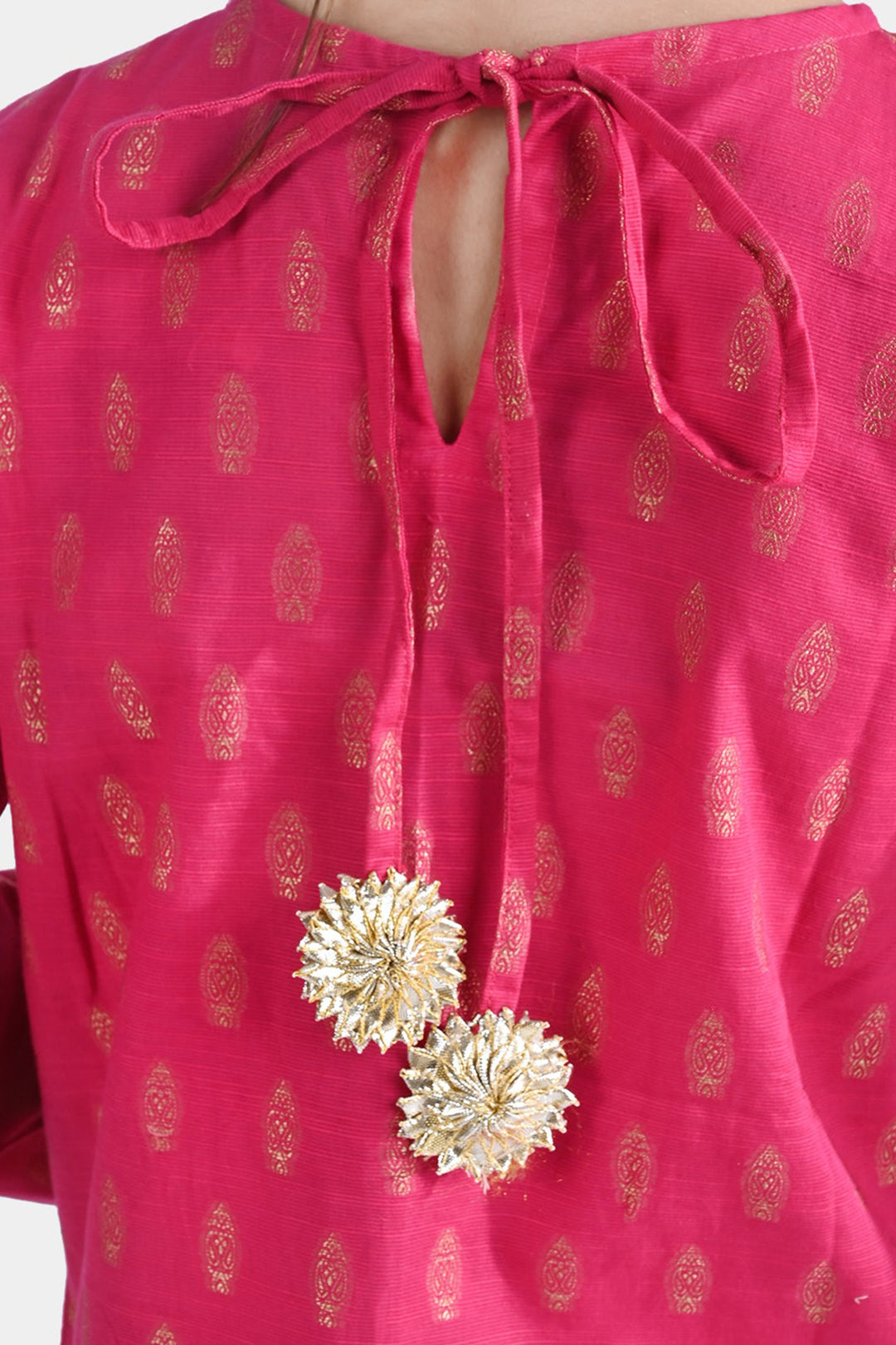 Girls Jacquard 2PC Suit Gota Pati-Paradise Pink