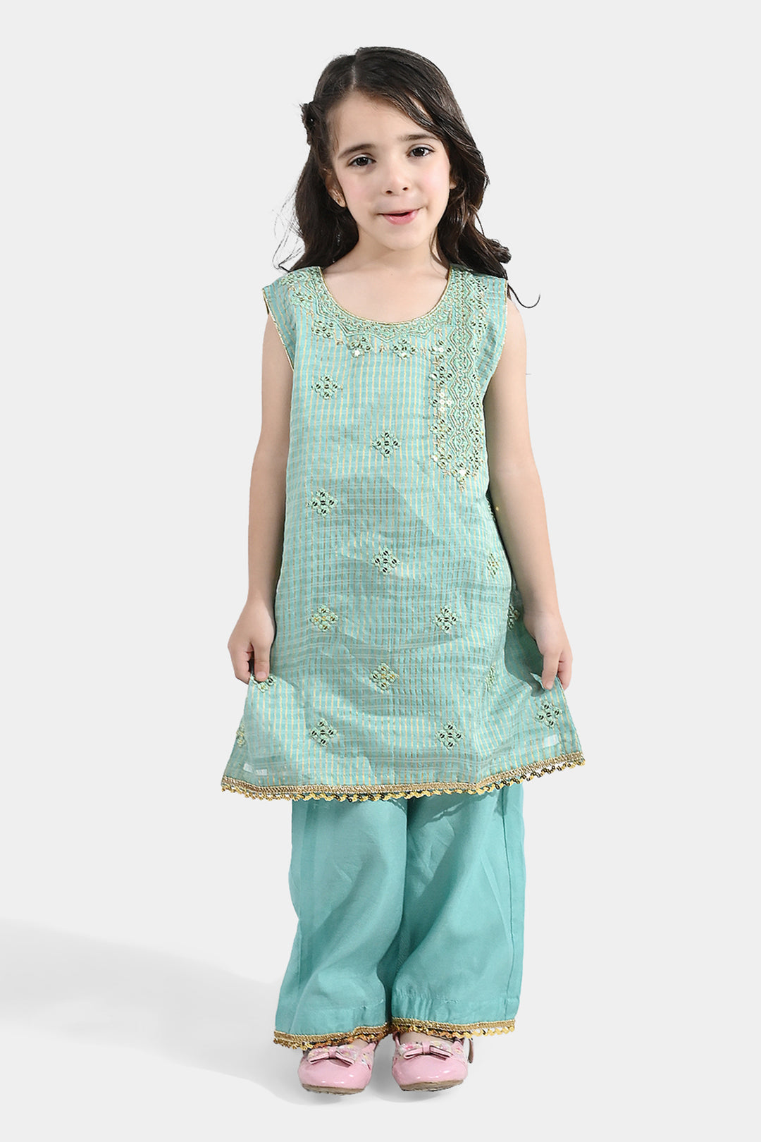 Girls Jacquard 2 Pcs Glitter - Mint Green