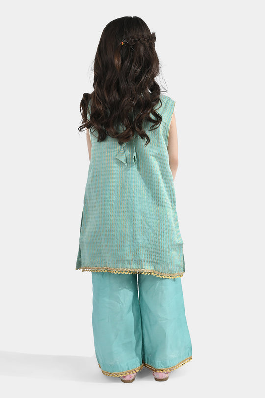 Girls Jacquard 2 Pcs Glitter - Mint Green