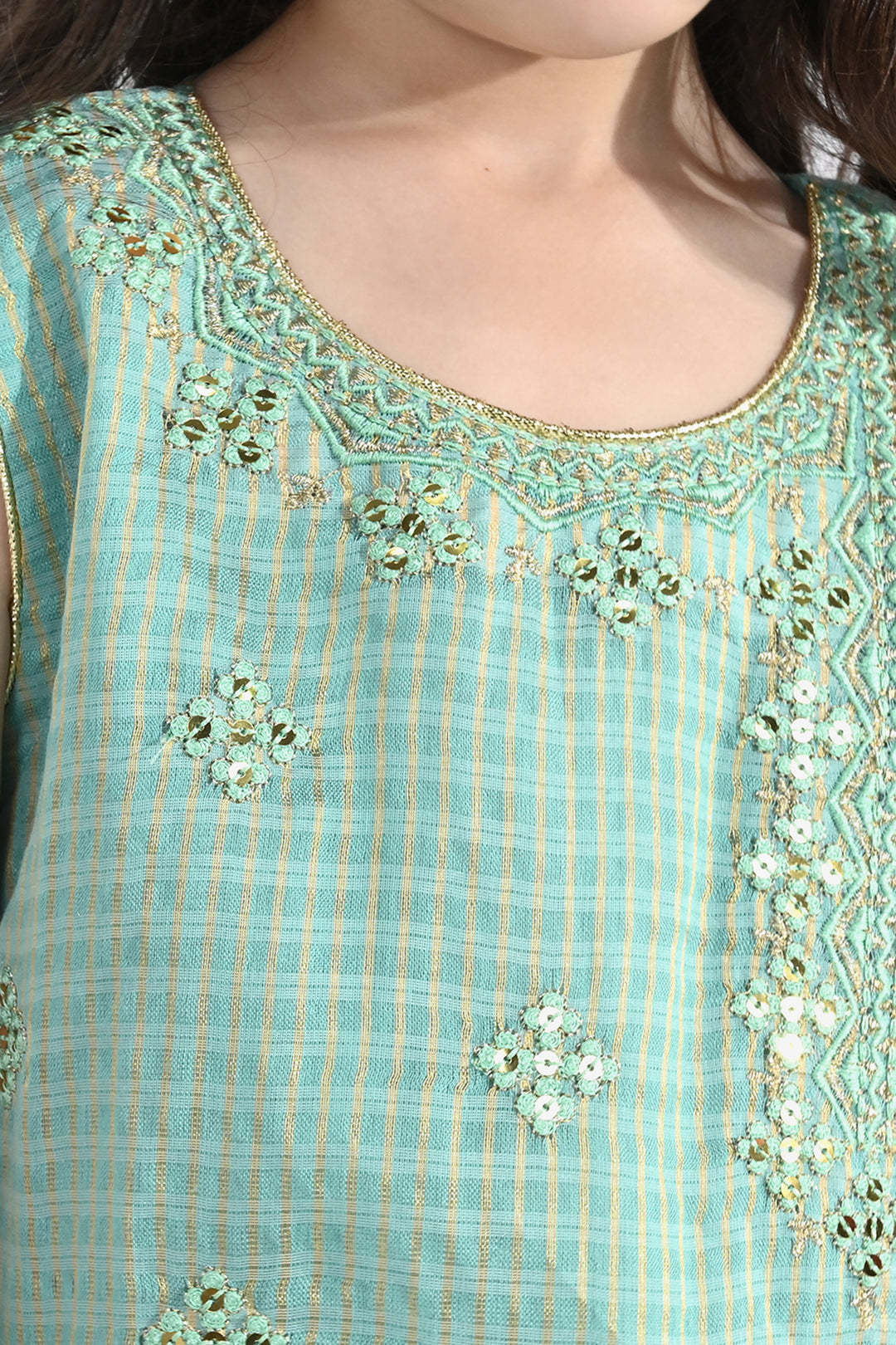 Girls Jacquard 2 Pcs Glitter - Mint Green