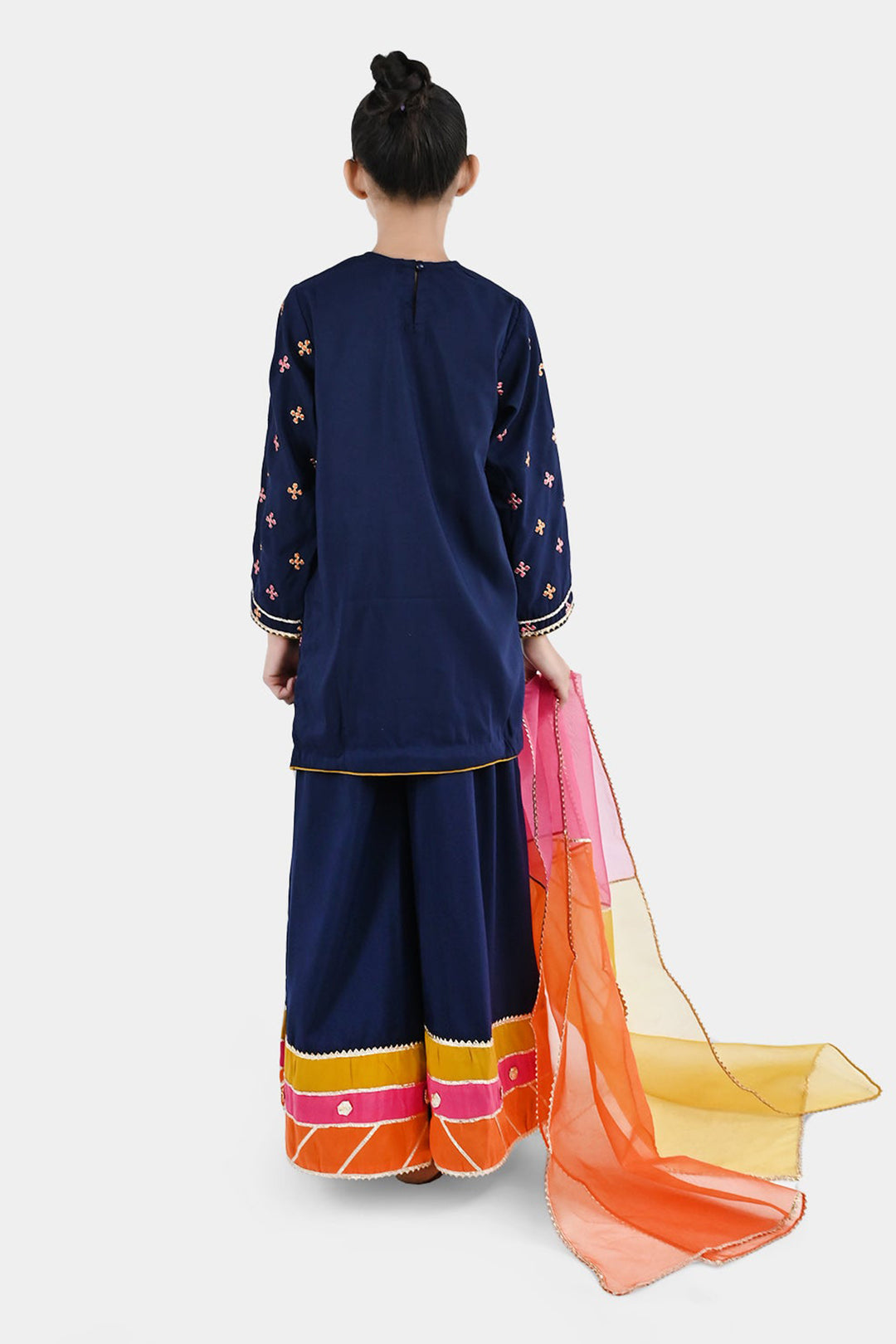 Girls Raw Silk 3Pcs Shah Noor-Navy Blue