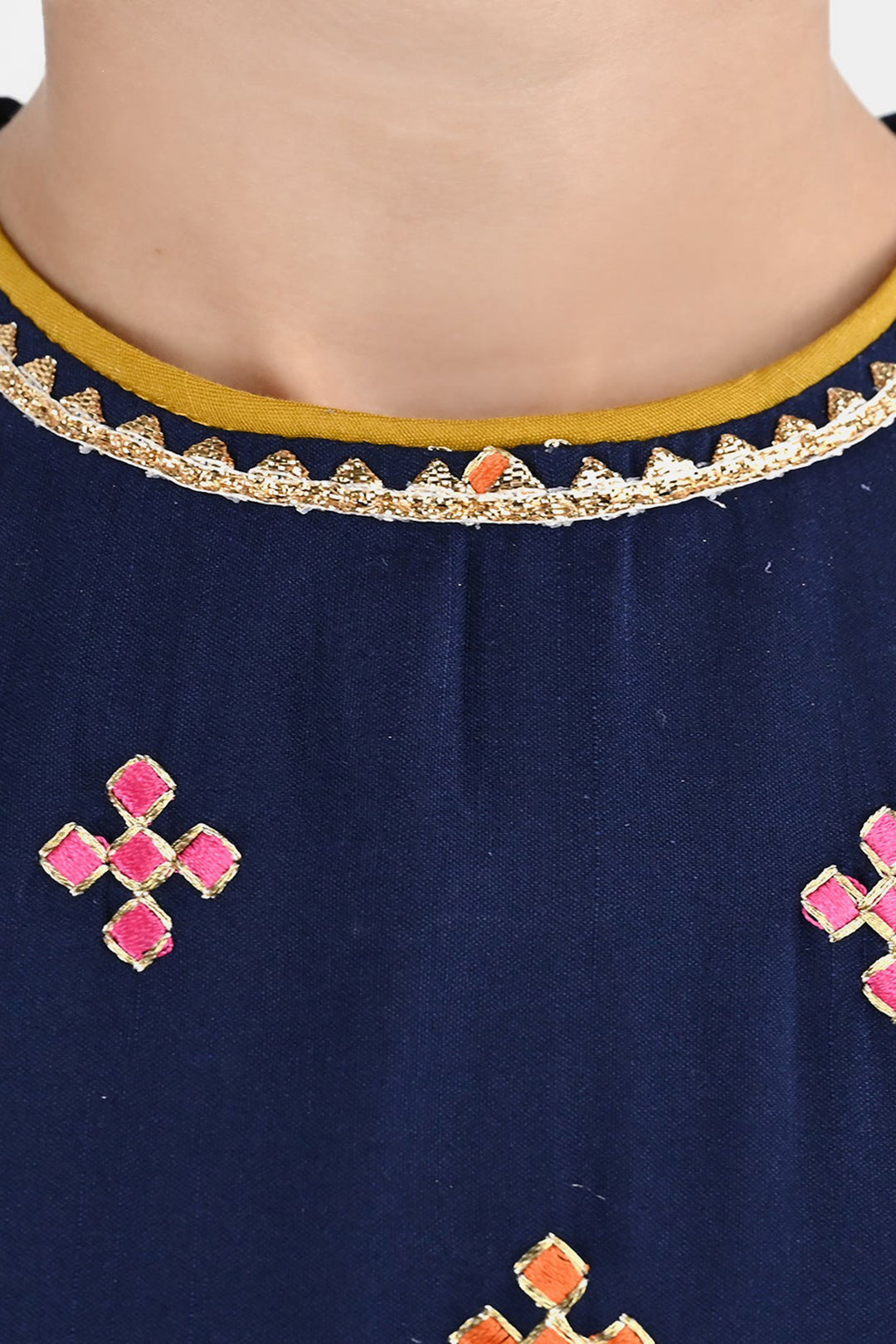 Girls Raw Silk 3Pcs Shah Noor-Navy Blue
