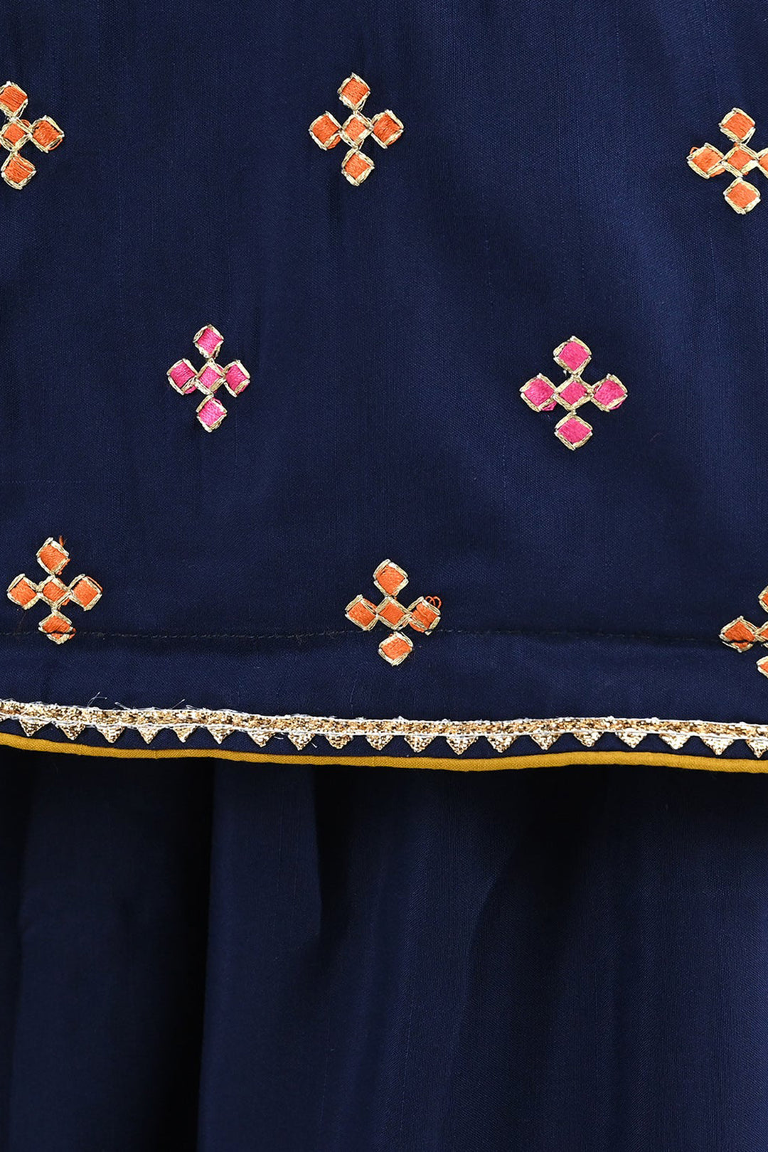Girls Raw Silk 3Pcs Shah Noor-Navy Blue