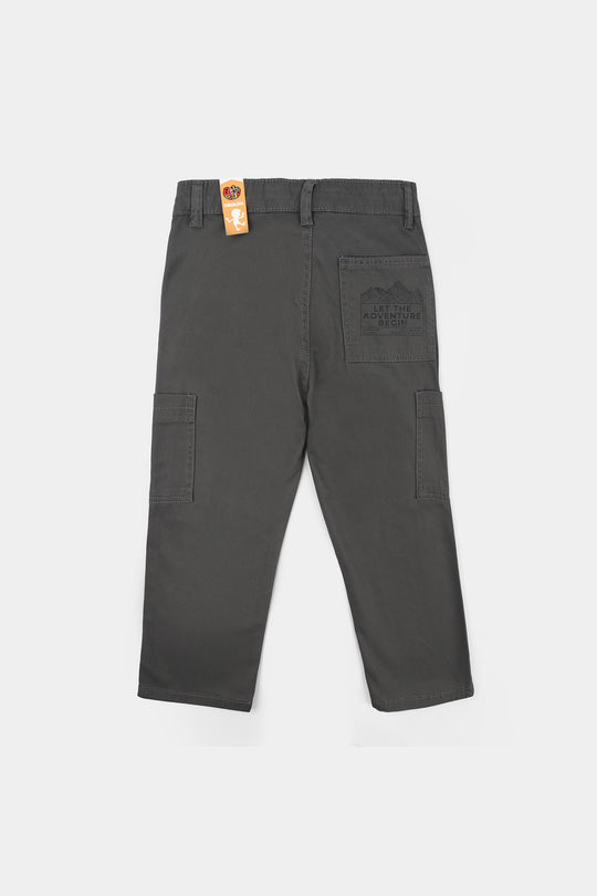 Boys Cotton Twill Pants - Dark Grey
