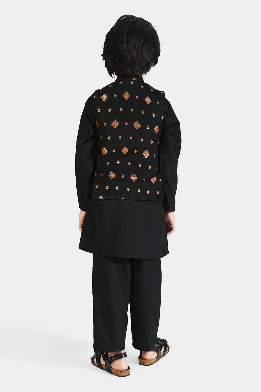 Boys Poly Viscose 3 Piece Suit (Blended)-BLACK