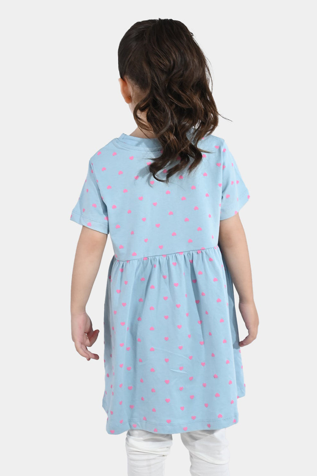 Girls Jersey/Terry Knitted Frock (Hearts) - Grey