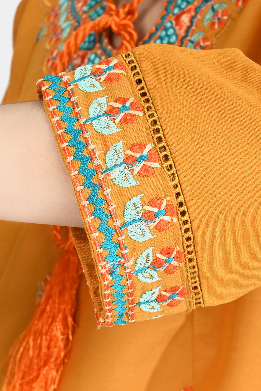 Girls poly cambric Emb 2Pcs Marigold-C.Yellow