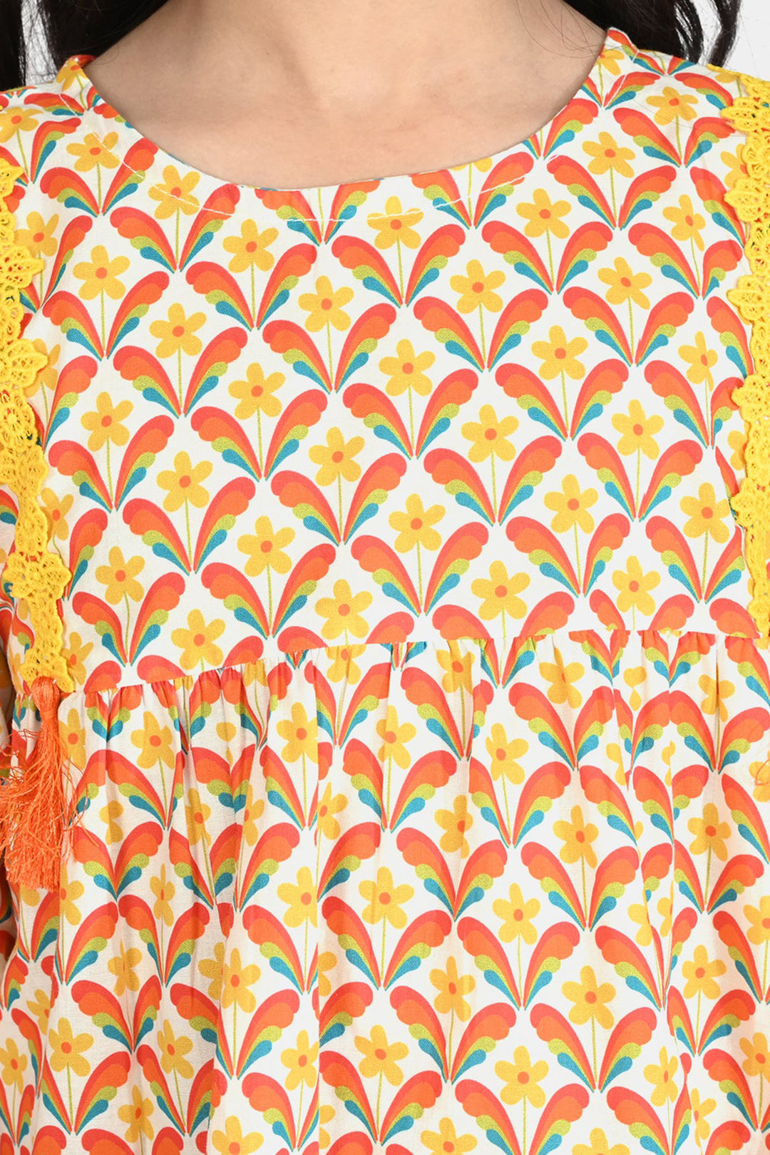 Girls Cotton Poplin Co-Ord Set Star Flowers-Multi