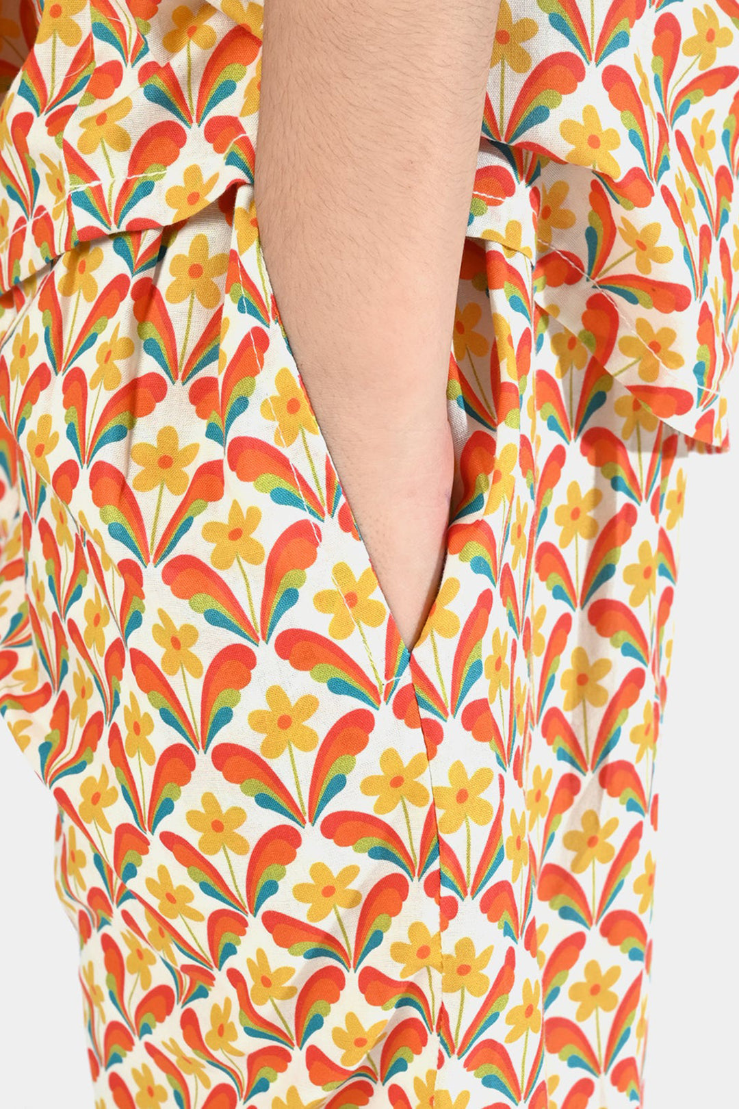 Girls Cotton Poplin Co-Ord Set Star Flowers-Multi