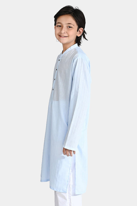 Boys Cotton Jacquard Basic Kurta (VIBRANT)-L/BLUE