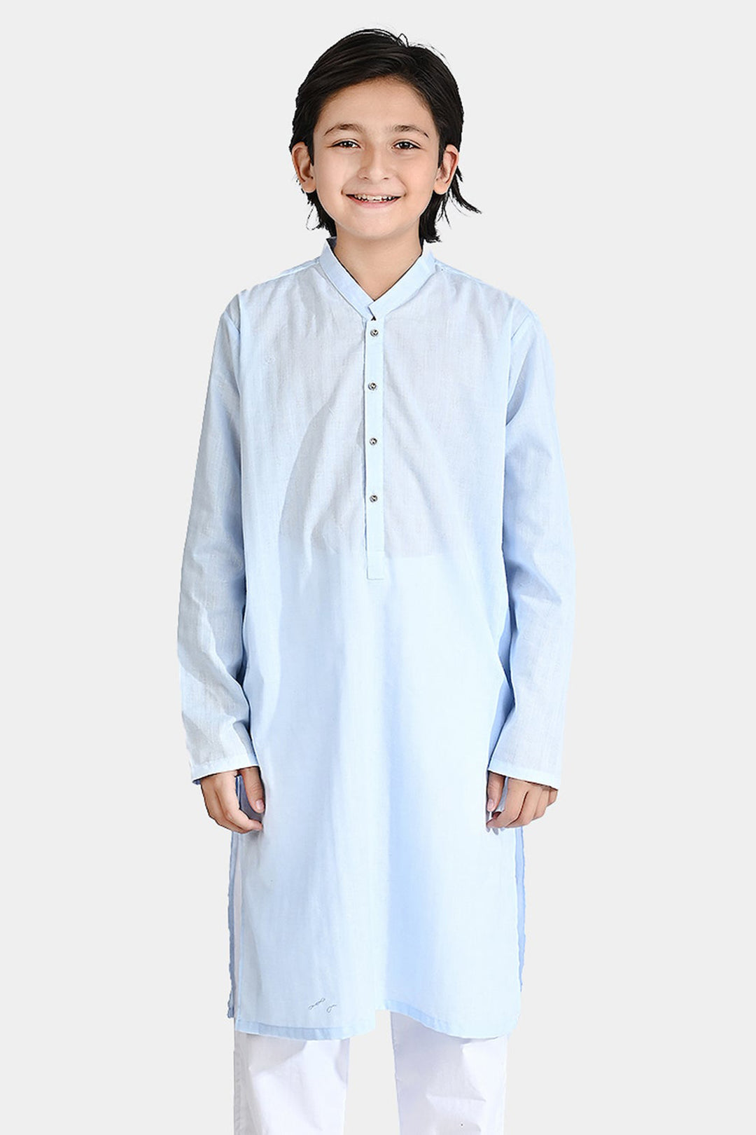 Boys Cotton Jacquard Basic Kurta (VIBRANT)-L/BLUE