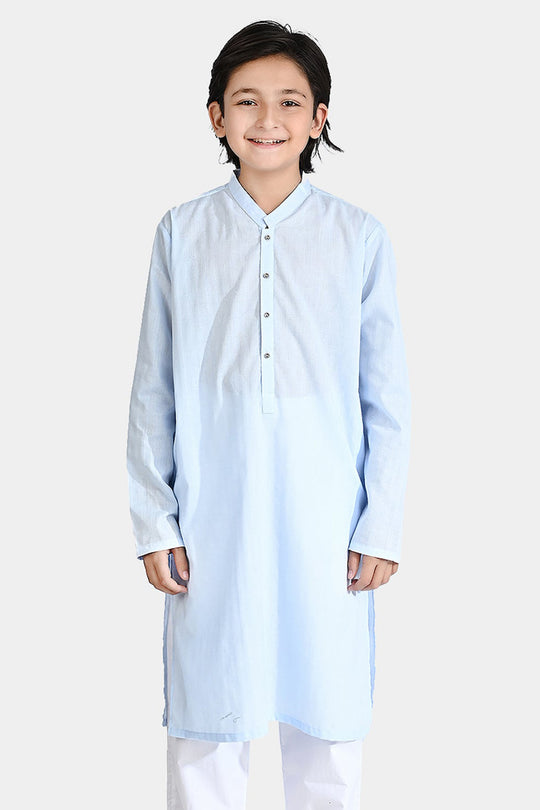 Boys Cotton Jacquard Basic Kurta (VIBRANT)-L/BLUE