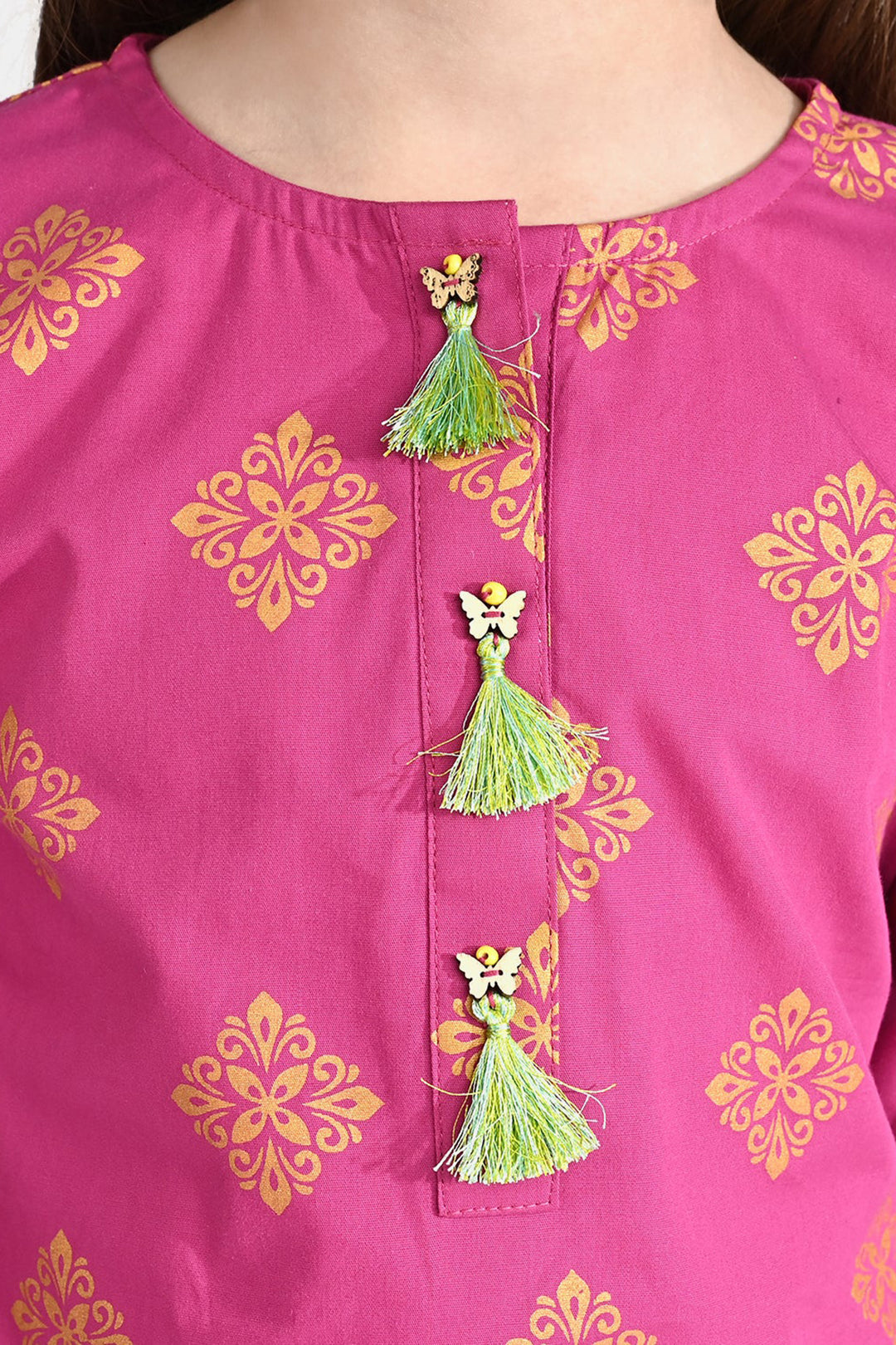 Girls Cotton Poplin Emb 2Pcs Rubi-Magenta