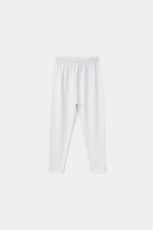 Girls Jersey/Terry Basic Tights - White