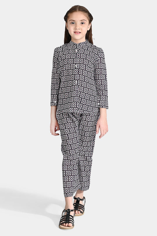 Girls poly cambric Co-Ord Set Pearl-Purple