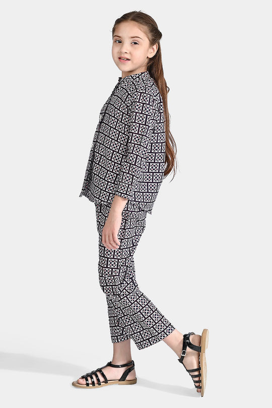 Girls poly cambric Co-Ord Set Pearl-Purple